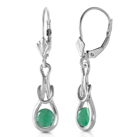 GOLD LEVER BACK EARRINGS WITH NATURAL EMERALDS
